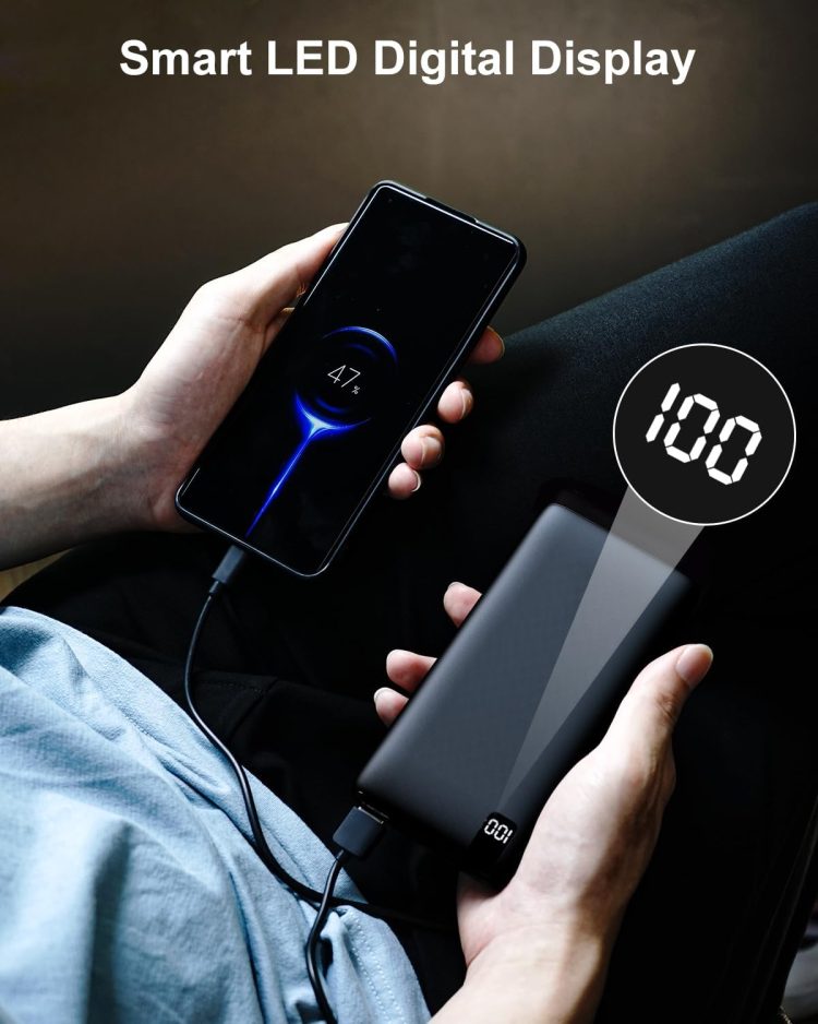 IXNINE Power Bank 26800mAh Portable Charger, 22.5W Fast Charging PD QC 3.0 Compact External Battery Pack with LED Display and 4 USB Outputs for Cellphone Tablet - Image 5