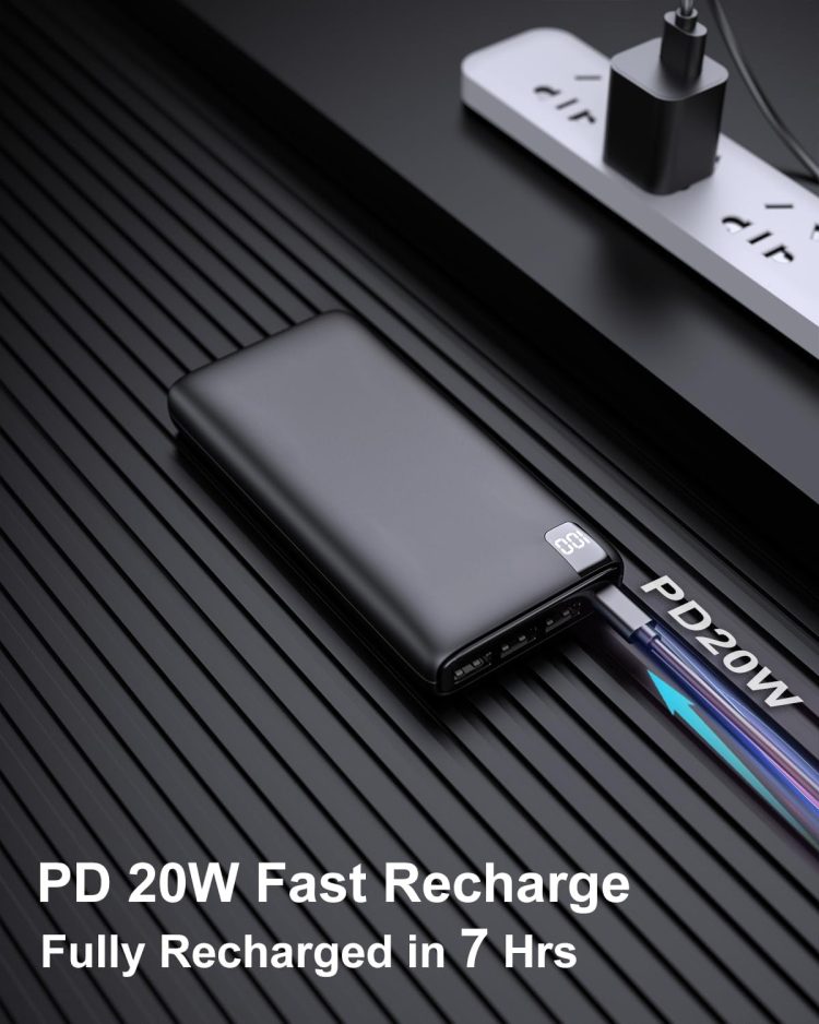IXNINE Power Bank 26800mAh Portable Charger, 22.5W Fast Charging PD QC 3.0 Compact External Battery Pack with LED Display and 4 USB Outputs for Cellphone Tablet - Image 6