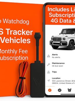 Wired GPS Tracker for Vehicles, No Monthly Fee, No Subscription, 4G SIM and Data Included, Mileage Tracking, Business Fleets, Quick Install, Speeding Alerts, Trip History, USA Developed, Moto Watchdog